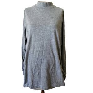 Gray Mock Neck Long Sleeve Top Size Large
